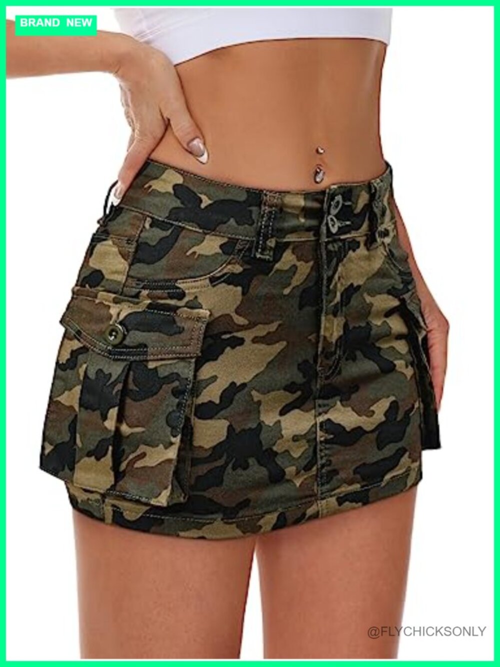 Denim Cargo Mini Skirt Low Waist Bodycon Y2K Flap Pockets